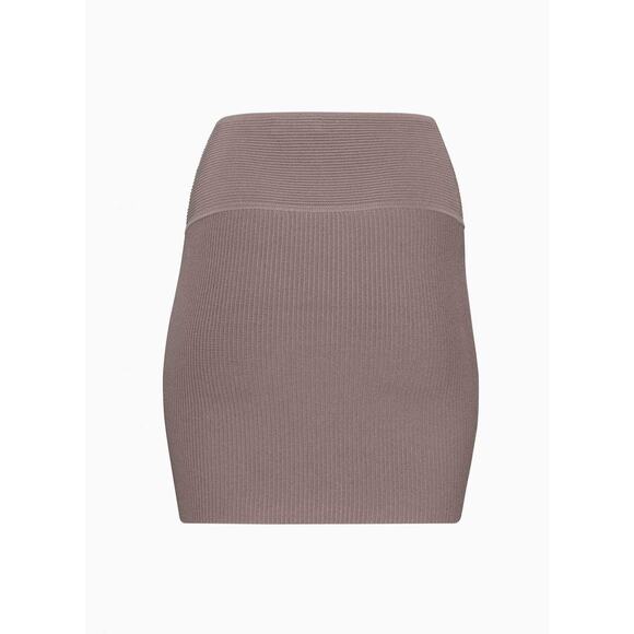 BABATON Aritzia Sculpt Knit Ribbed Mini Skirt Sz XS Deep Taupe - Picture 4 of 8
